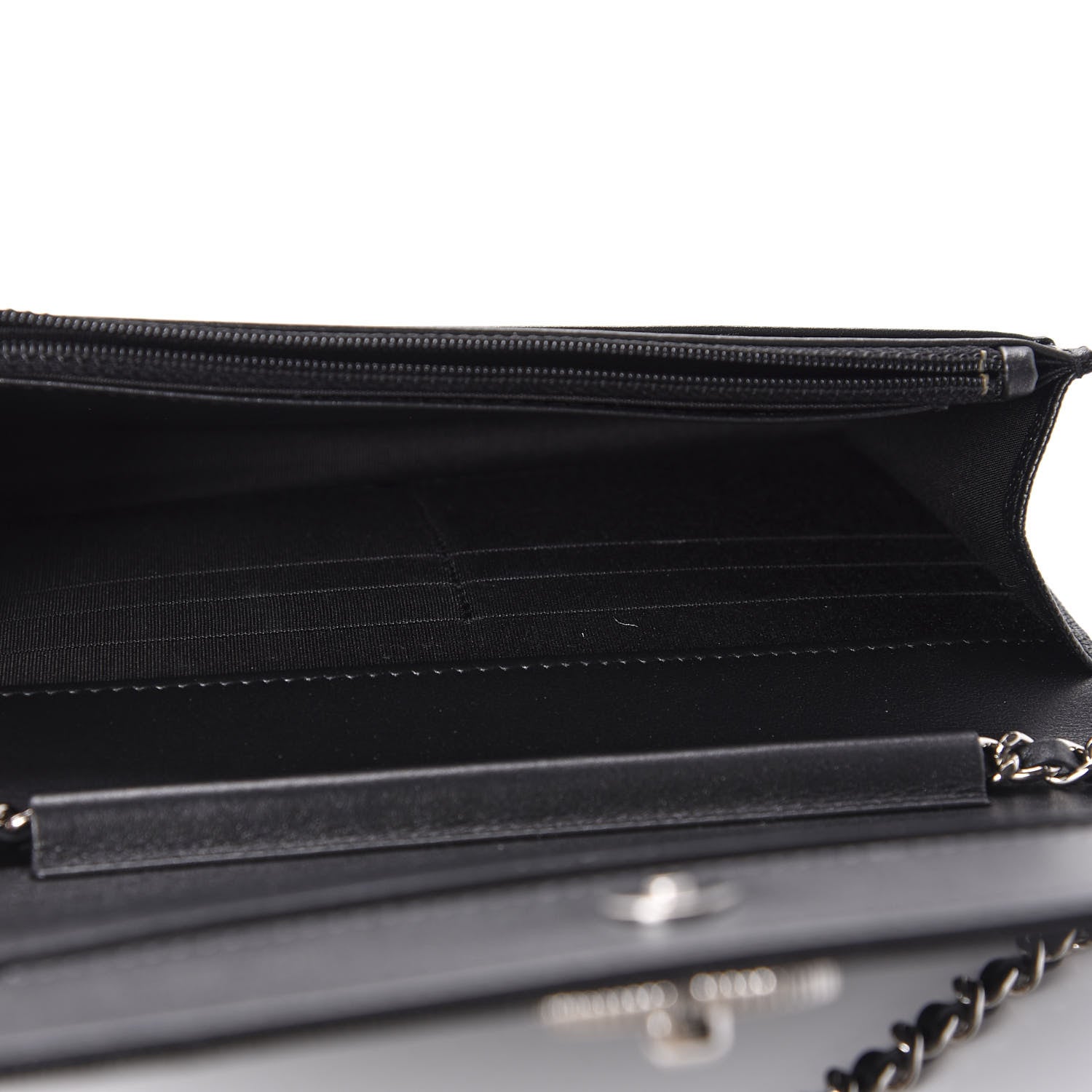 Chanel Caviar Chevron Quilted Vintage Mademoiselle Wallet On Chain WOC Black 5 of 12