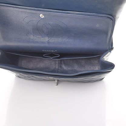 Chanel Patent Quilted Maxi Double Flap Navy Blue 5 of 15