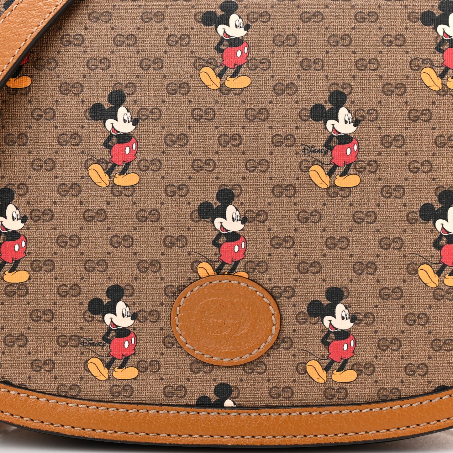 X DISNEY Mini Vintage GG Supreme Monogram Mickey Mouse Small Flap Messenger Bag Beige Vintage Sun Oil