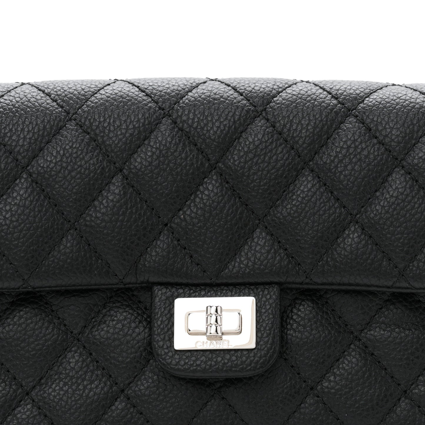 Grained Calfskin Quilted 2.55 Reissue Flap Belt Bag Clutch Black