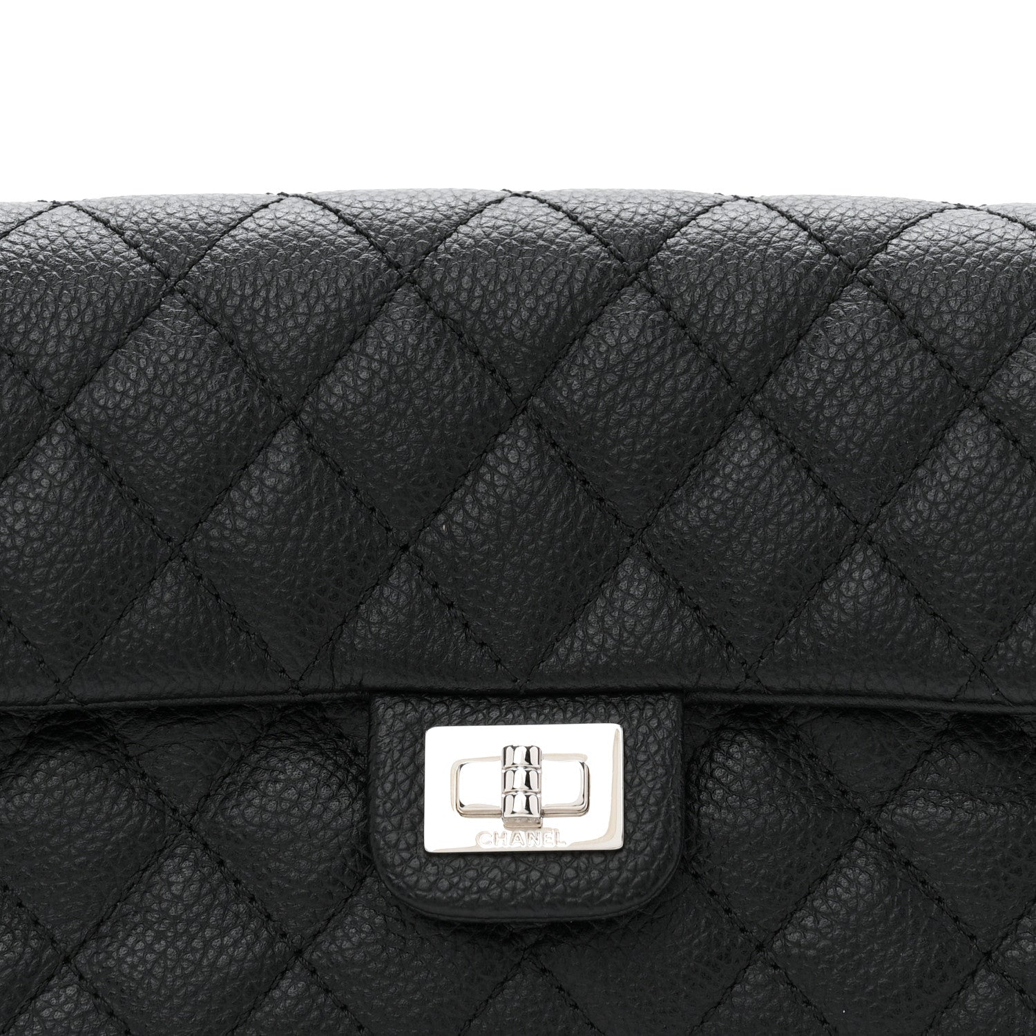 Chanel Grained Calfskin Quilted 2.55 Reissue Flap Belt Bag Clutch Black 9 of 11