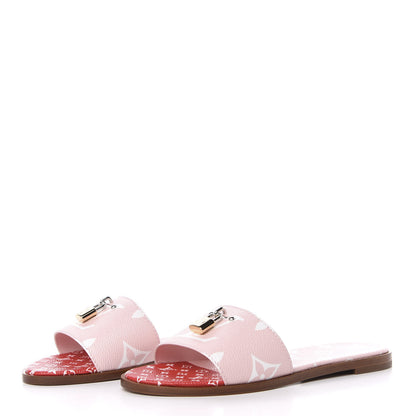 Louis Vuitton Monogram Giant Lock It Flat Mules 39 Rouge Rose 2 of 11