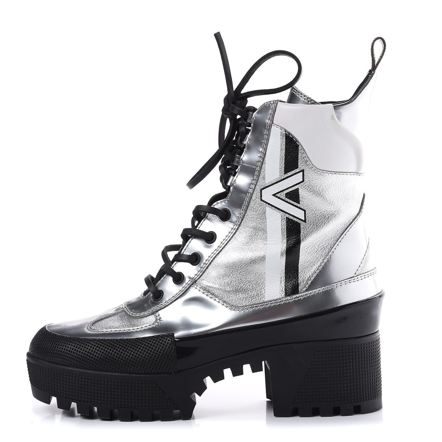 Louis Vuitton Patent Calfskin Spaceship Laureate Platform Desert Boots 37.5 Silver 1 of 11