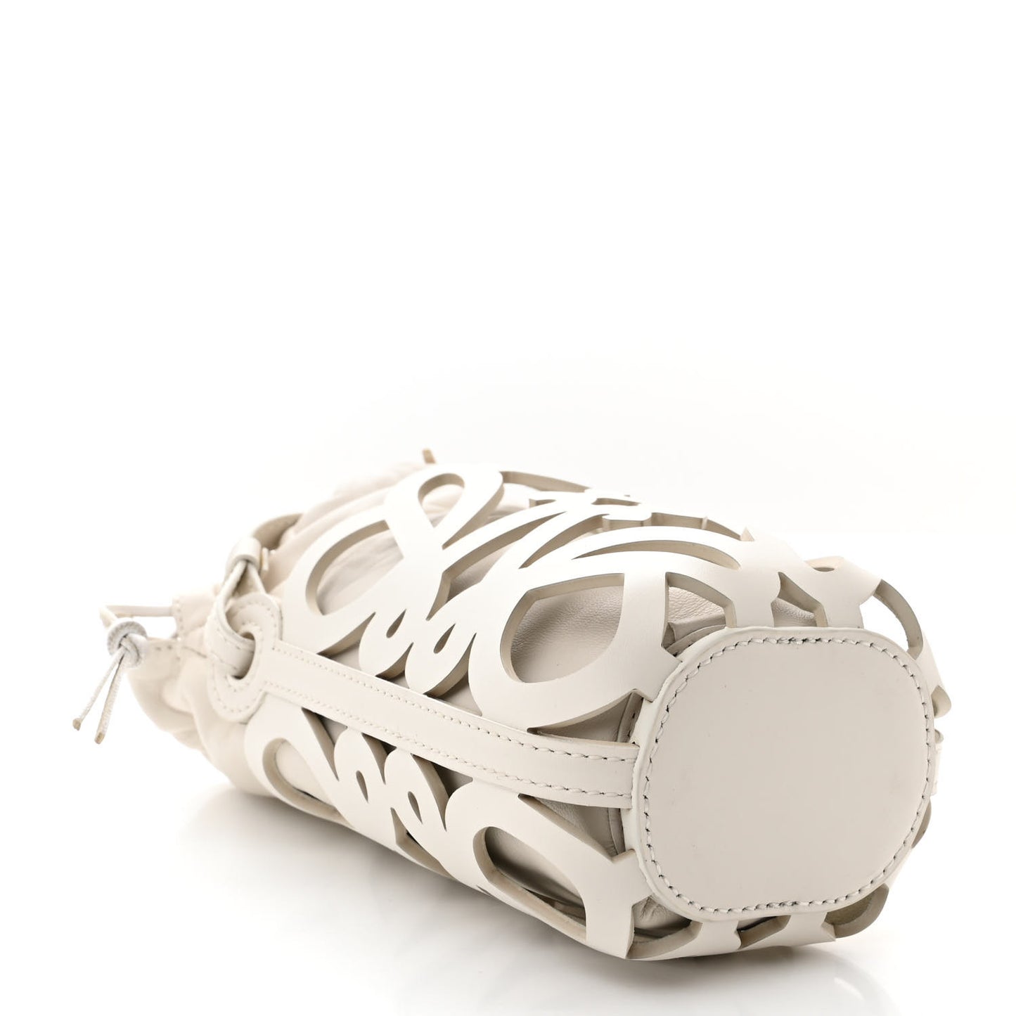 Nappa Calfskin Cutout Anagram Pocket Crossbody Bag White Glaze