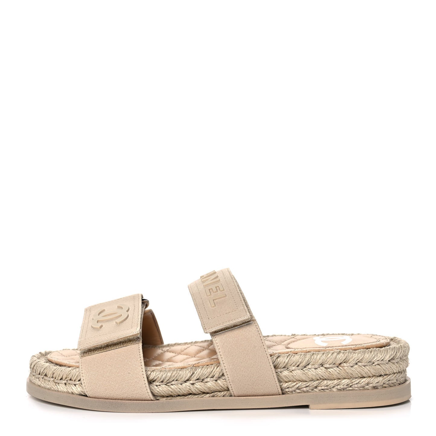 Grosgrain Lambskin Elastic Flat Mules 36 Beige