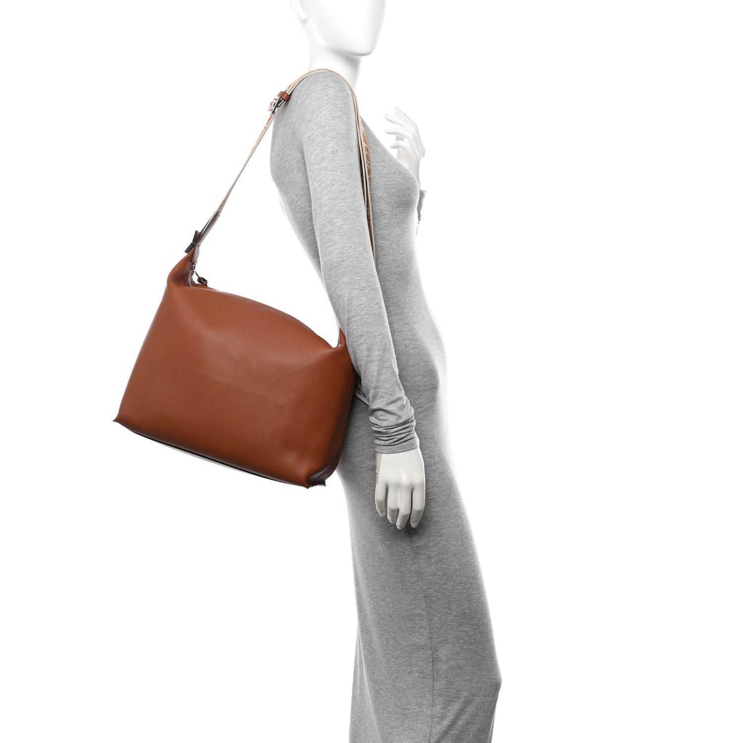 Loewe Supple Smooth Calfskin Jacquard Cubi Crossbody Bag Tan 2 of 10