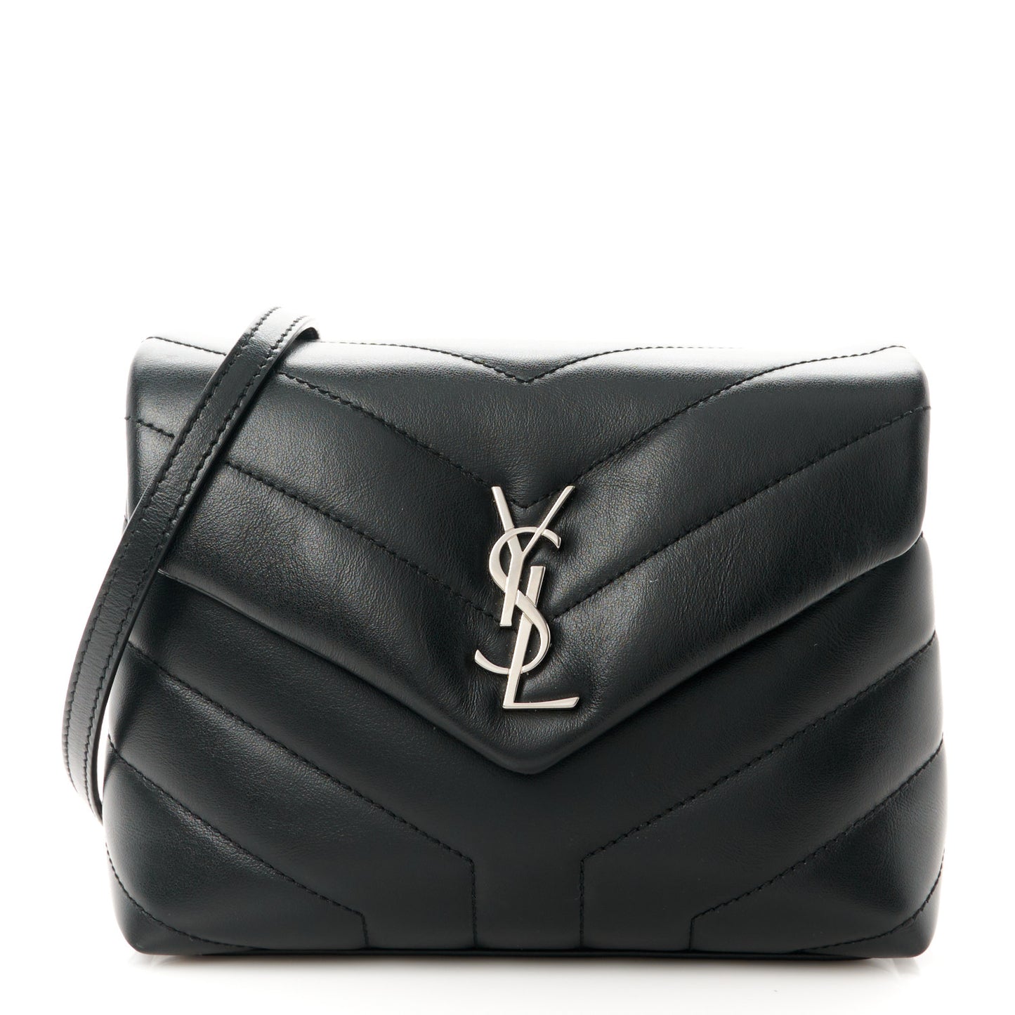 Calfskin Y Quilted Monogram Toy Loulou Crossbody Bag Black