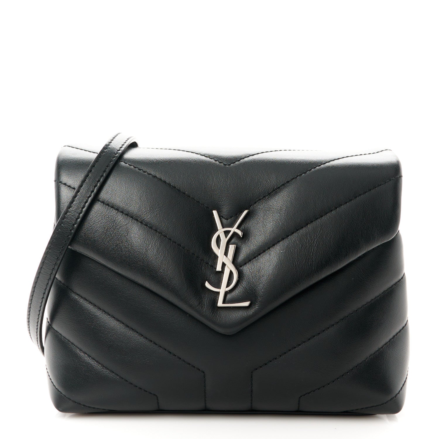 Saint Laurent Calfskin Y Quilted Monogram Toy Loulou Crossbody Bag Black 1 of 12