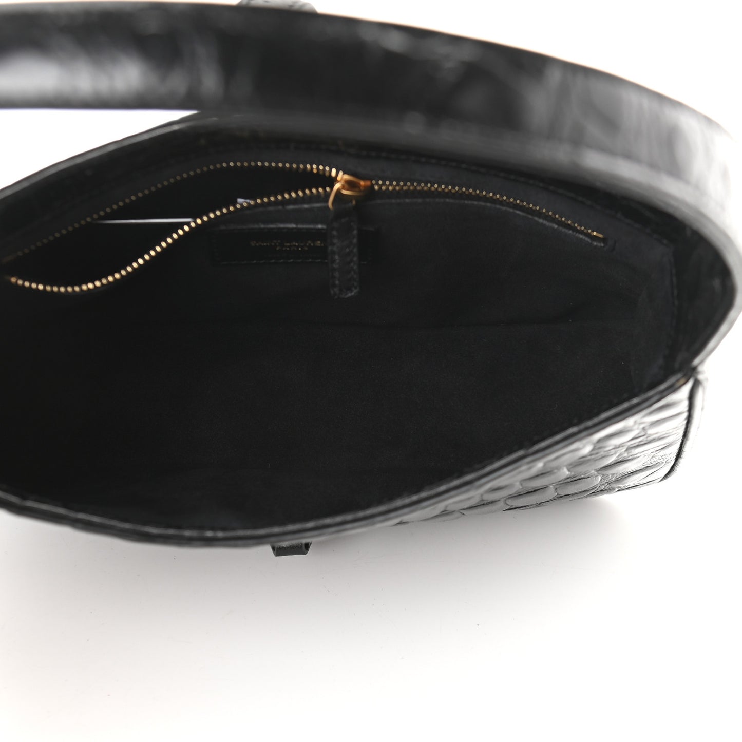 Calfskin Crocodile Embossed Le 5 A 7 Hobo Black