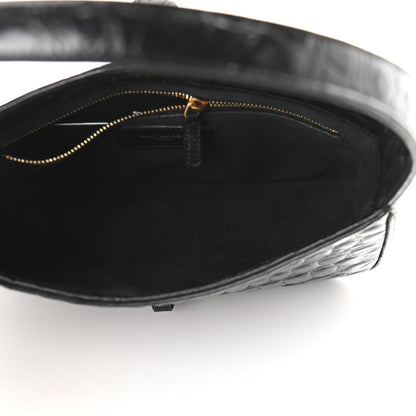 Saint Laurent Calfskin Crocodile Embossed Le 5 A 7 Hobo Black 5 of 9