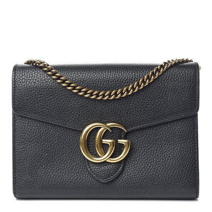 Gucci Calfskin GG Marmont Chain Wallet Black 1 of 16