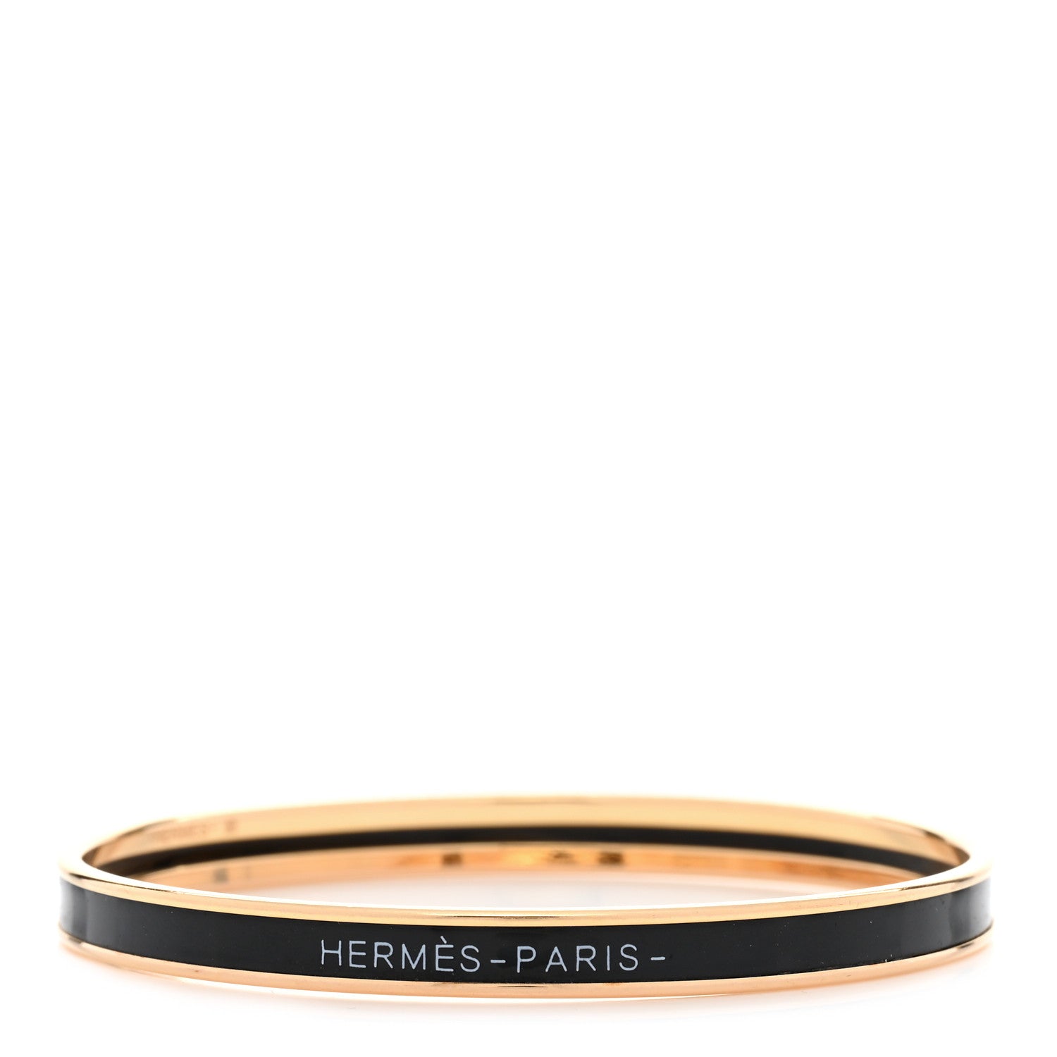 Hermes Enamel Uni Bangle 62 Black 1 of 5