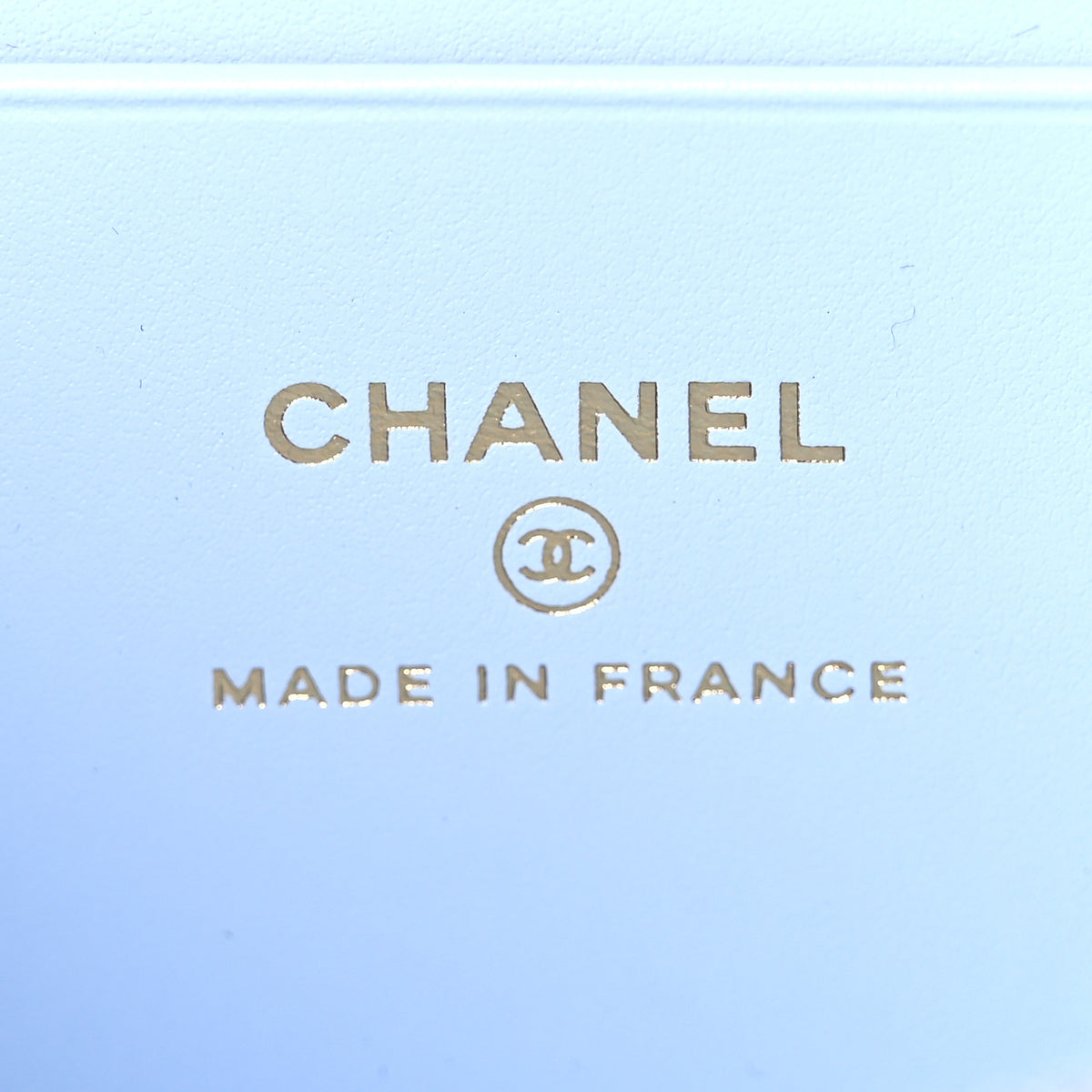 Caviar Quilted Top Handle Slim Vanity With Chain Light Blue