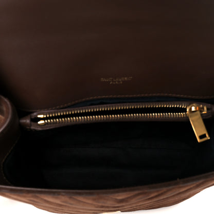 Saint Laurent Suede Matelasse Chevron Monogram Medium College Bag Bark Brown 9 of 21