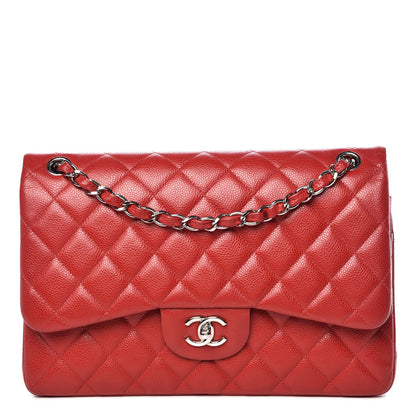 Chanel Caviar Quilted Jumbo Double Flap Red 1 of 11