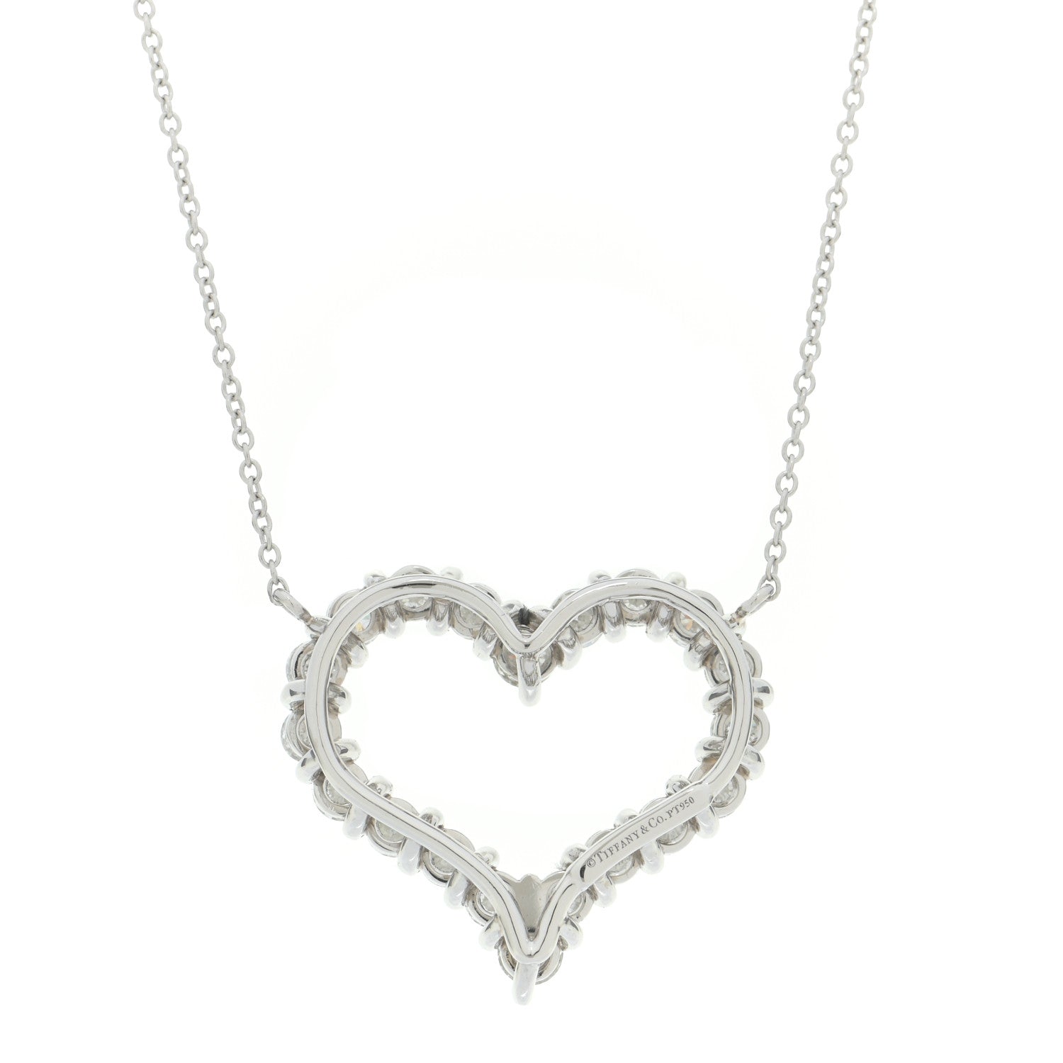 Tiffany Platinum Diamond 1.96ctw Heart Pendant Necklace 3 of 5