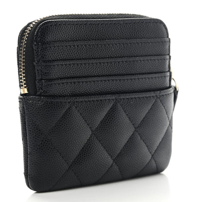 Chanel Caviar Quilted Zip Card Holder Wallet Black 3 of 9