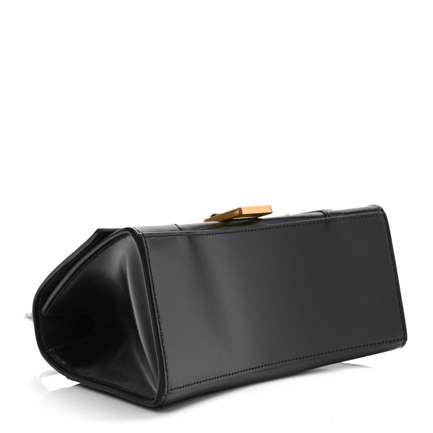 Shiny Box Calfskin Small Hourglass Top Handle Bag Black