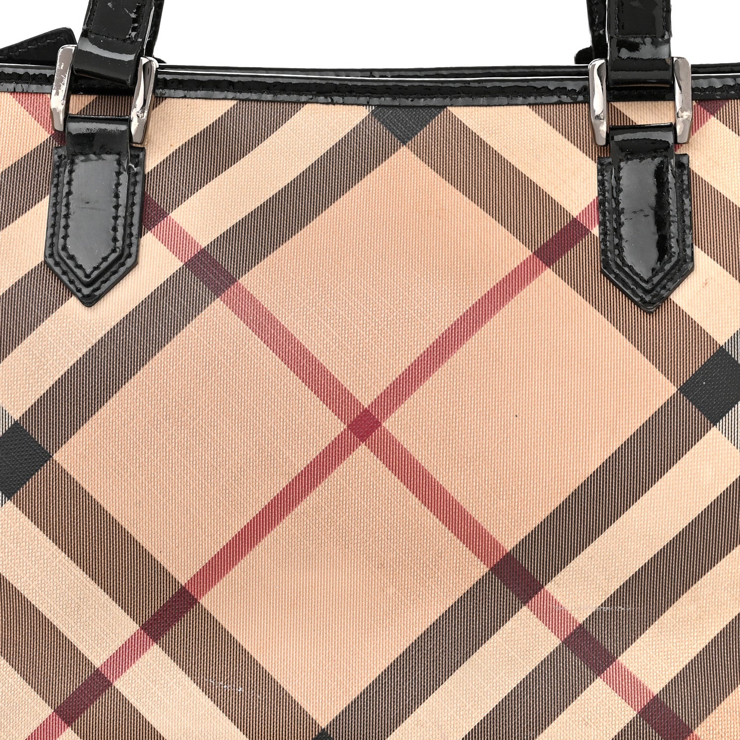 Burberry Patent Trim Nova Check Shopper Tote Black 9 of 21