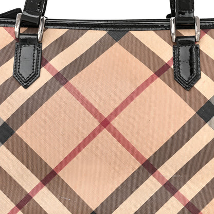 Burberry Patent Trim Nova Check Shopper Tote Black 9 of 21