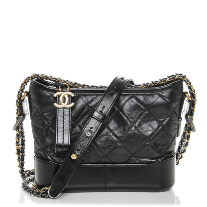 Chanel Aged Calfskin Quilted Small Gabrielle Hobo Black 1 of 7
