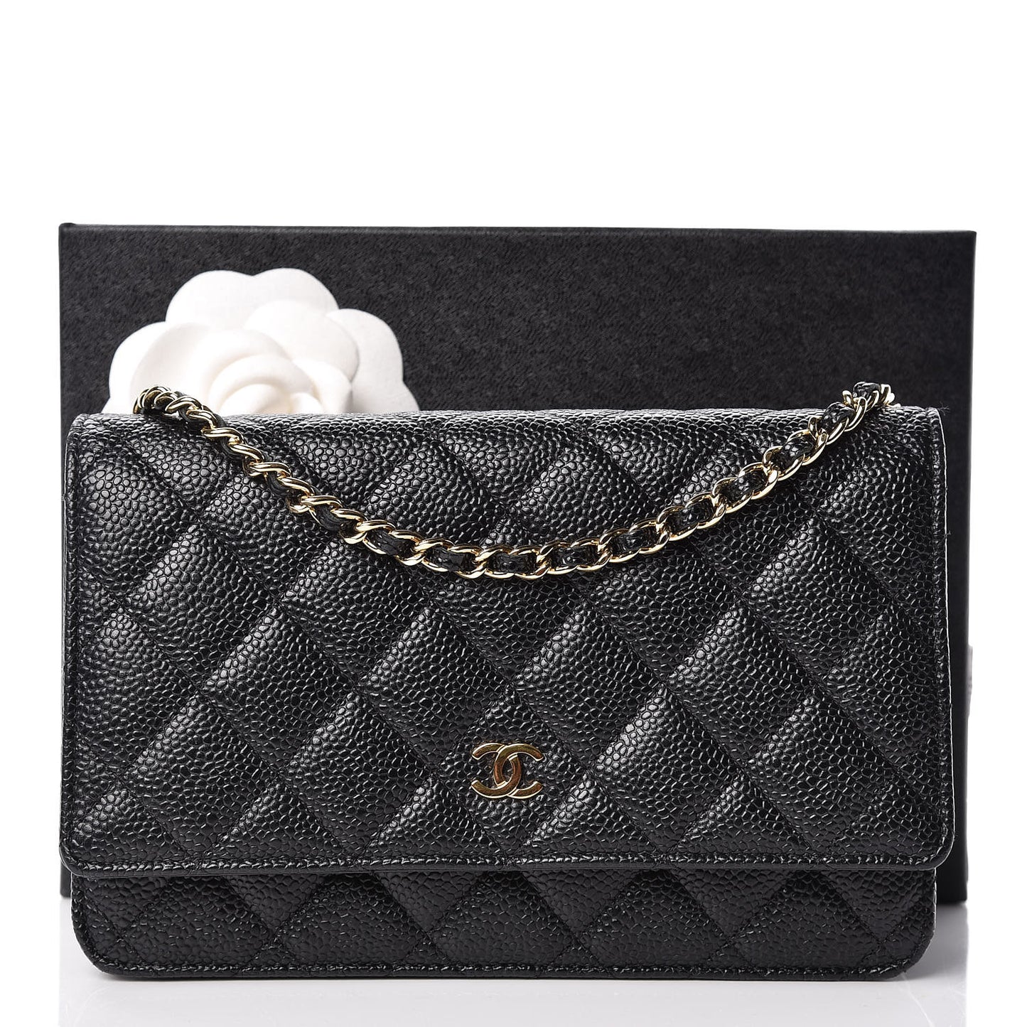Caviar Quilted Wallet On Chain WOC Black