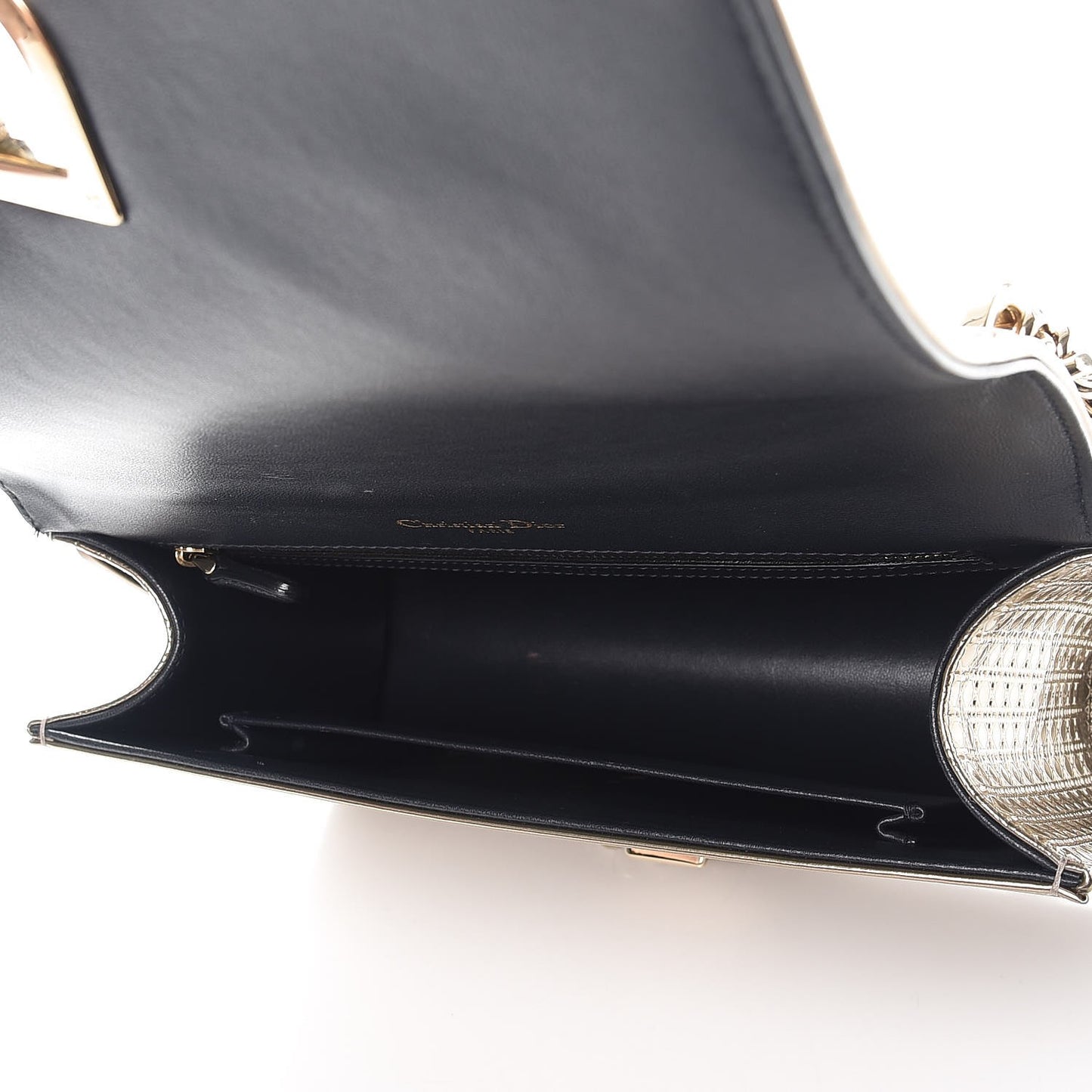 Metallic Patent Micro-Cannage Medium Diorama Flap Bag Gold