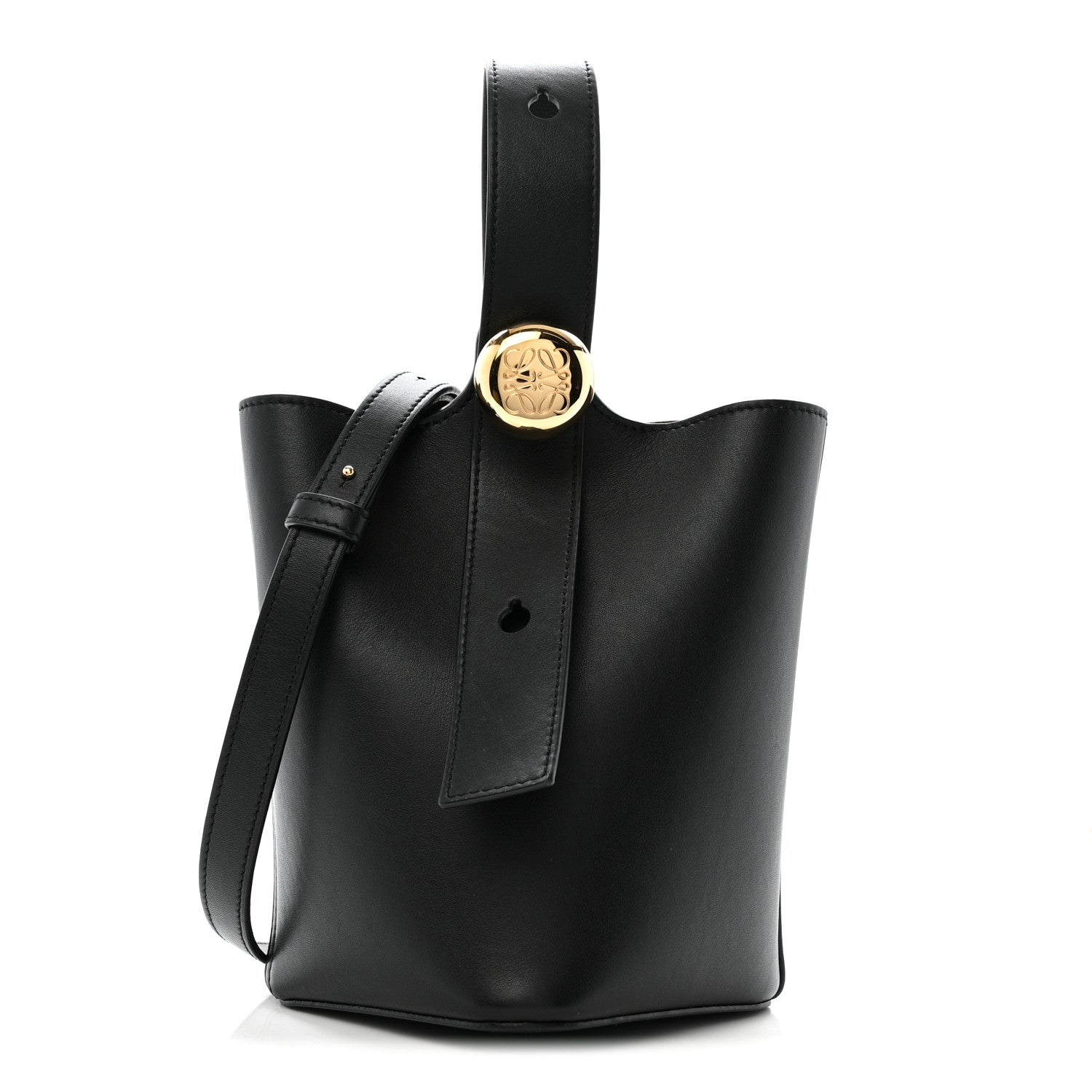 Loewe Smooth Calfskin Mini Pebble Bucket Bag Black 1 of 14