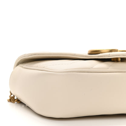 Gucci Calfskin Matelasse Super Mini GG Marmont Shoulder Bag White 9 of 11