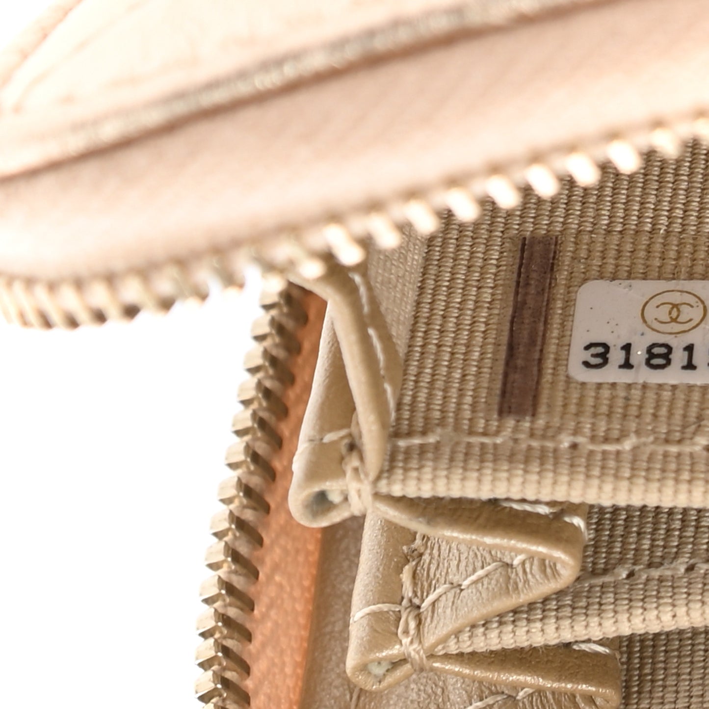 Metallic Lambskin Quilted Chanel 19 Zip Around Coin Purse Wallet Gold