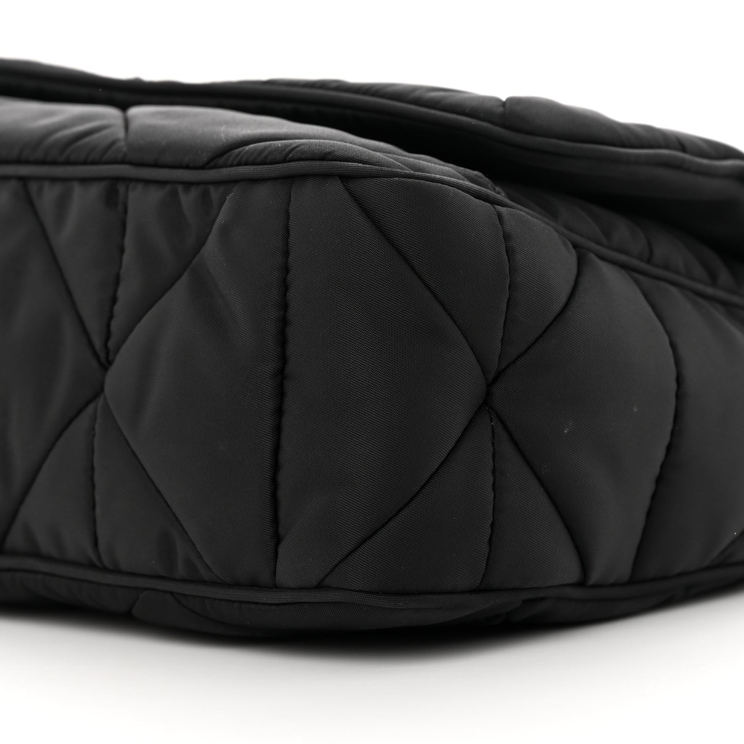 Re-Nylon Quilted Padded Flap Shoulder Bag Black