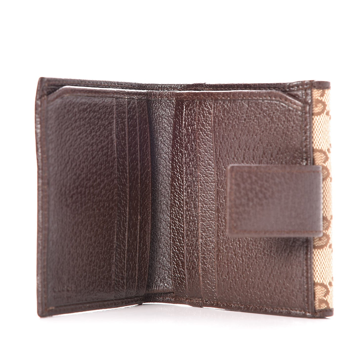 Monogram Textured Calfskin Metal Bar French Flap Wallet Beige Ebony Cocoa