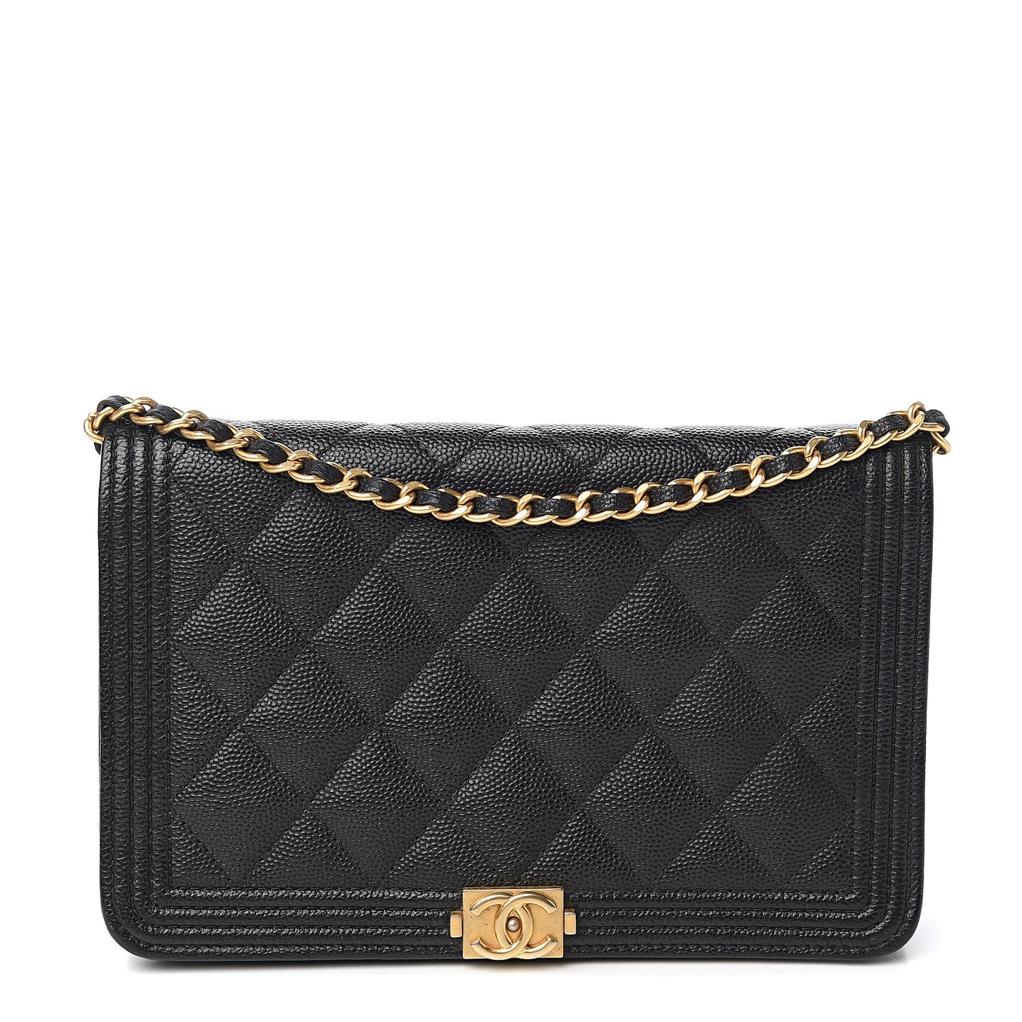 Caviar Quilted Boy Wallet On Chain WOC Black