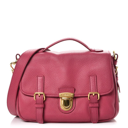 Prada Vitello Daino Push Lock Messenger Bag Peonia 1 of 8