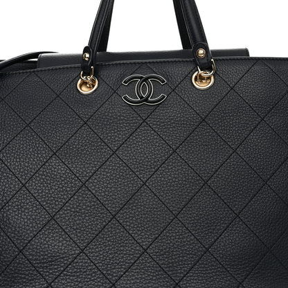 Chanel Bullskin Stitched Large Shopping Bag Black 8 of 11