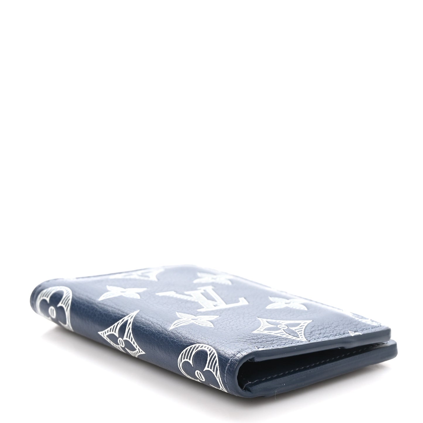 Calfskin Monogram Shadow Pocket Organizer Navy Blue White