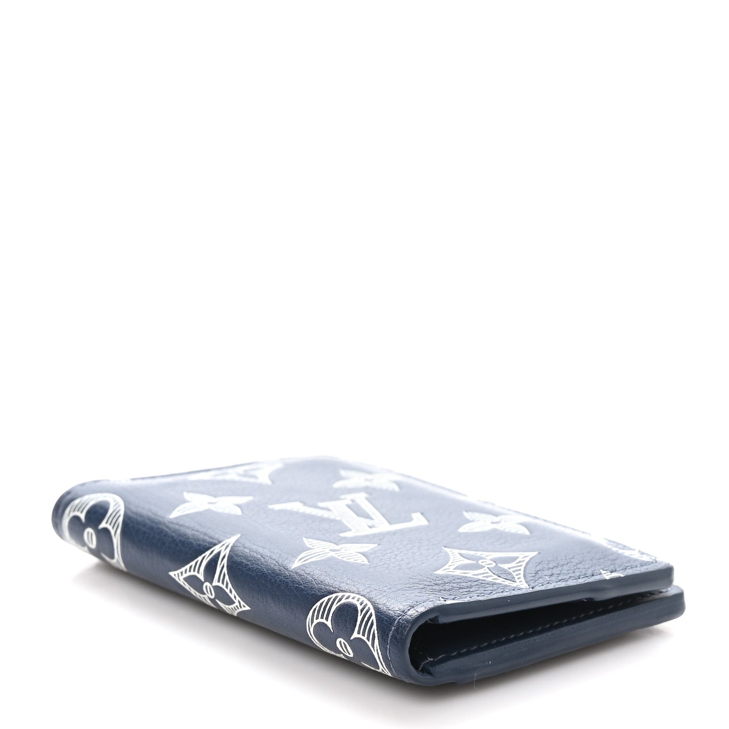 Louis Vuitton Calfskin Monogram Shadow Pocket Organizer Navy Blue White 4 of 7