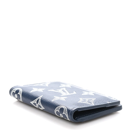 Louis Vuitton Calfskin Monogram Shadow Pocket Organizer Navy Blue White 4 of 7