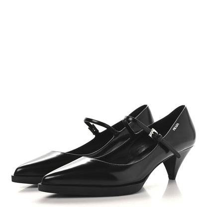Prada Spazzolato Mary Jane 45mm Pumps 38.5 Black 4 of 8