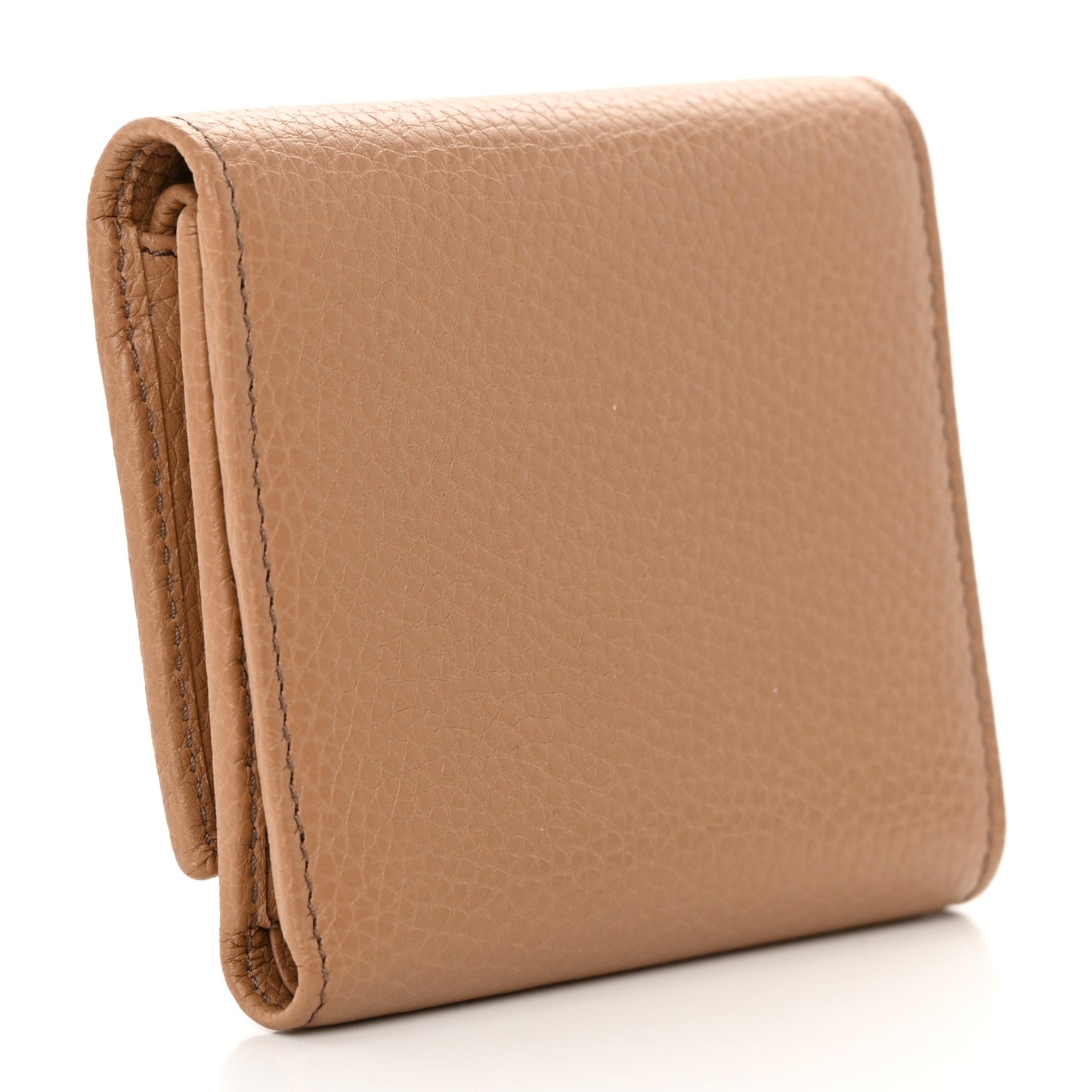 Pebbled Calfskin Soho Compact Flap Wallet Camelia