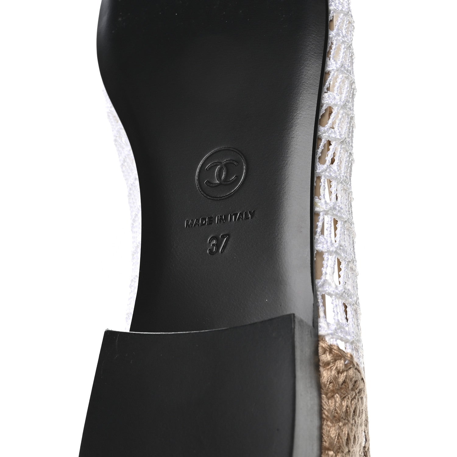 Chanel Raffia CC Cap Toe Ballerina Flats 37 White Beige 7 of 9