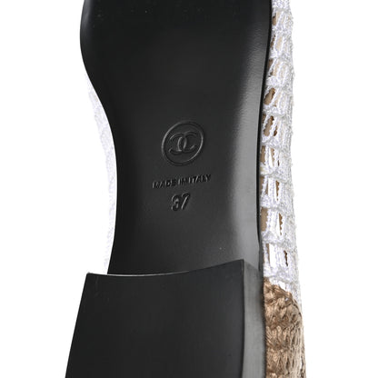 Chanel Raffia CC Cap Toe Ballerina Flats 37 White Beige 7 of 9
