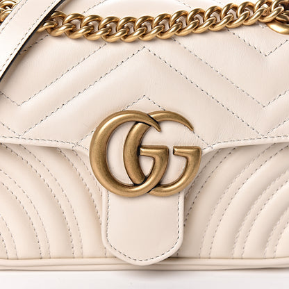 Gucci Calfskin Matelasse Mini GG Marmont Shoulder Bag White 8 of 10