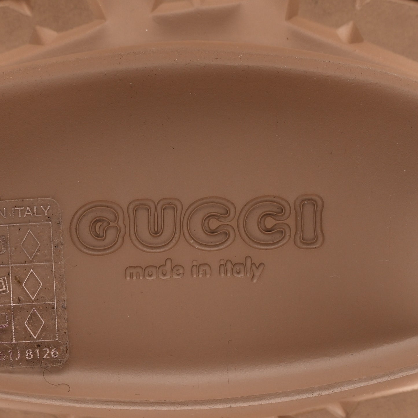 Rubber GG Monogram Perforated Elea Platform 55mm Lug Sole Sandals 36 Vintage Camel