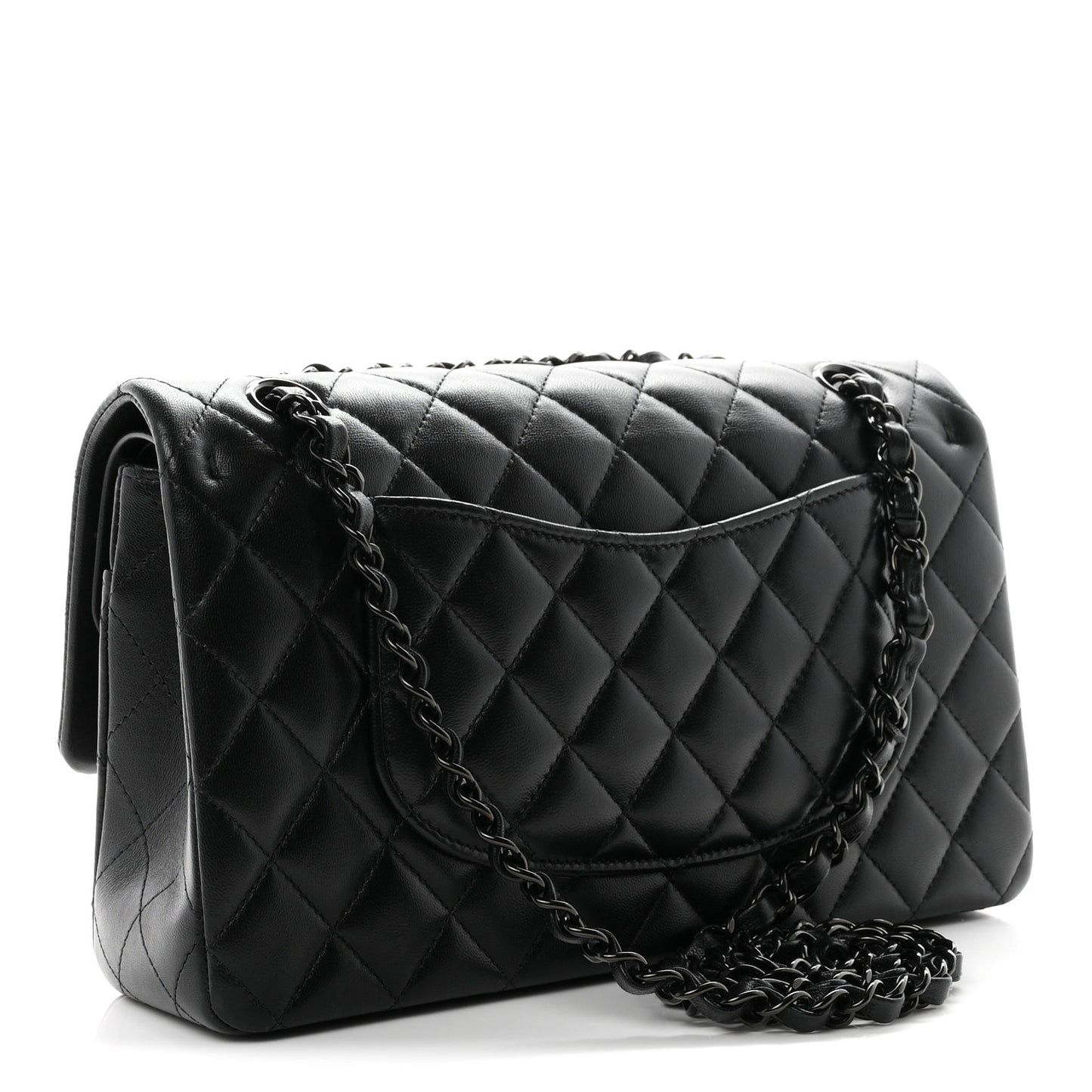 Lambskin Quilted Medium Double Flap So Black