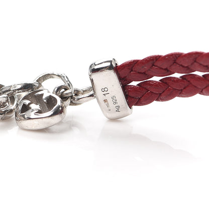 Gucci Sterling Silver Leather Horsebit Bracelet Red 6 of 7