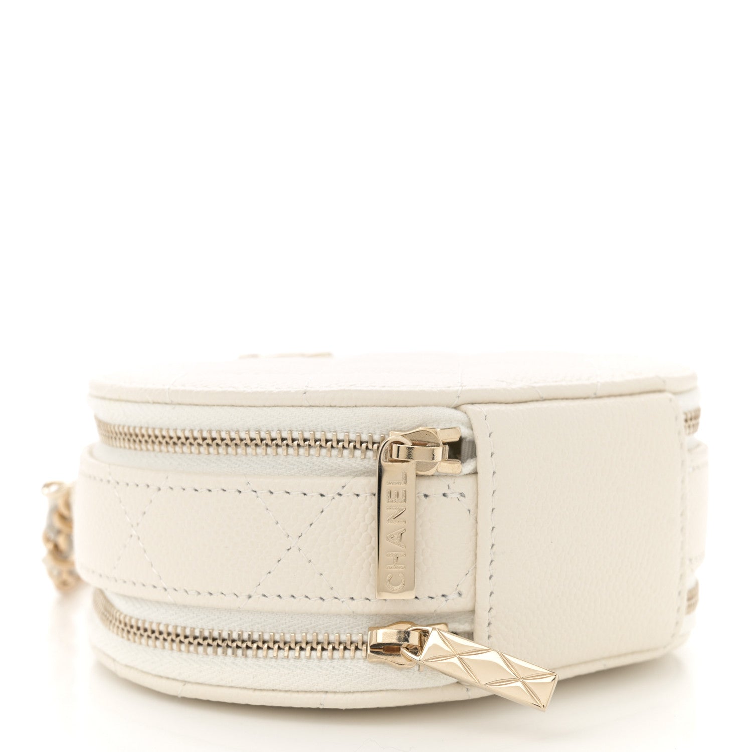 Chanel Caviar Quilted Round Handle With Care Vanity With Chain White 4 of 12