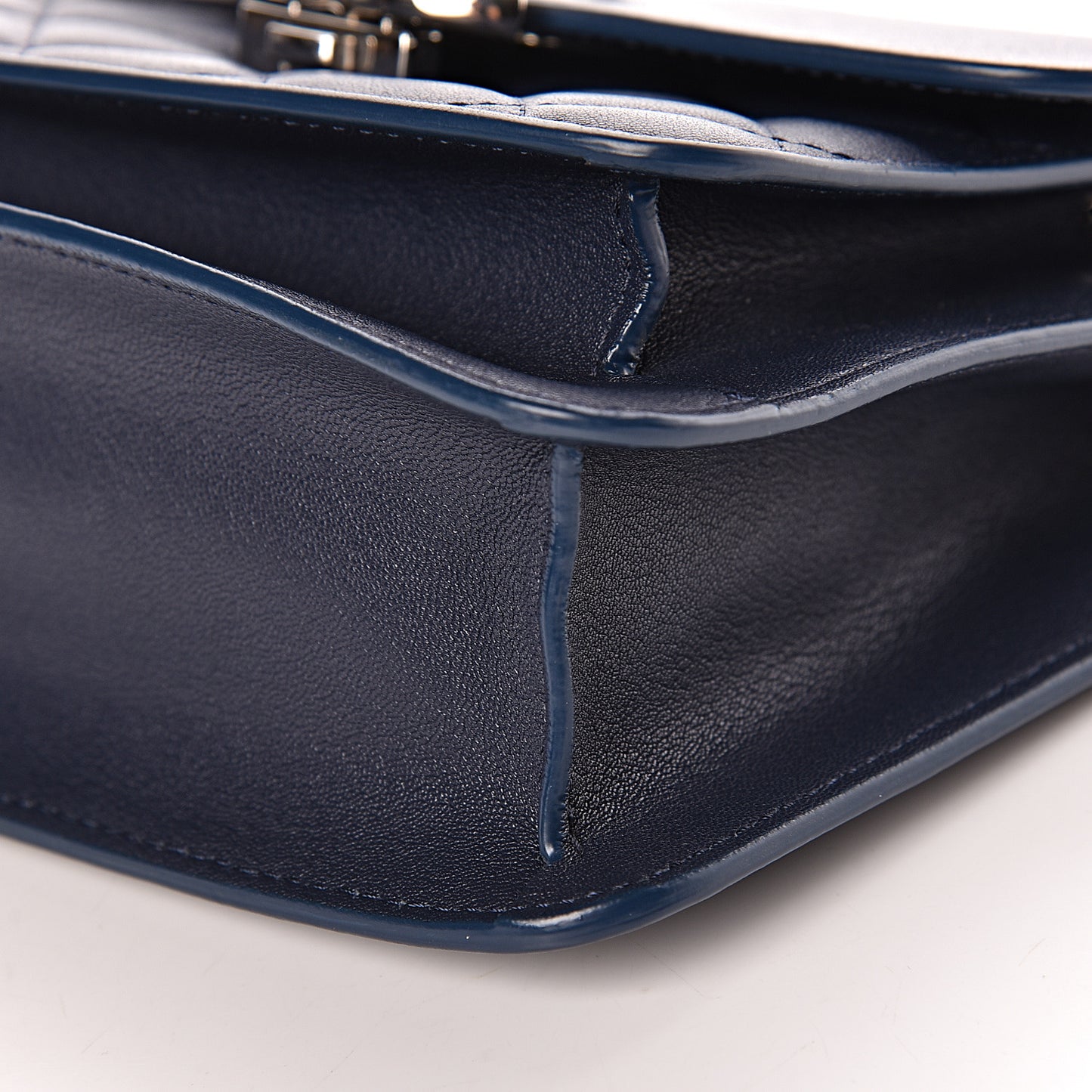 Goatskin Quilted Small CC Box Flap Navy