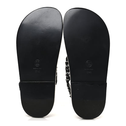 Chanel Tweed Velcro Dad Sandals 36.5 Black White 7 of 10