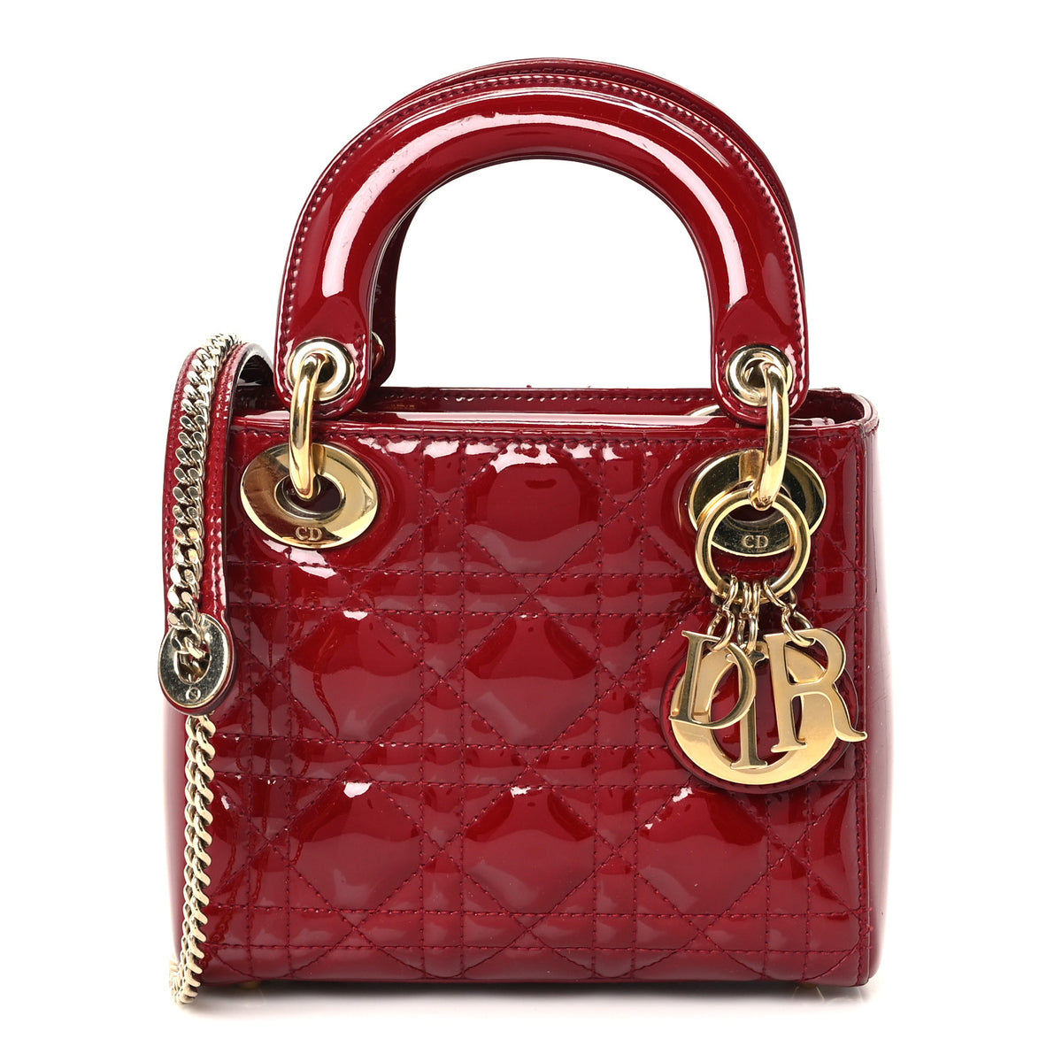 Patent Cannage Mini Lady Dior Red